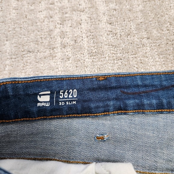 G Star Raw Jeans Men 34x32 5620 3D Slim Fit Double Knee Moto Stretch Denim Blue - Picture 5 of 16